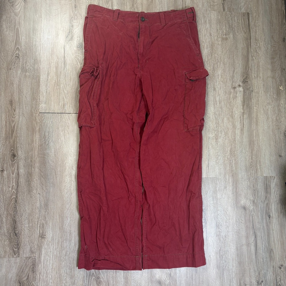 VTG Abercrombie & Fitch Cargo Pants Red Large Cotton Nylon Relaxed Baggy